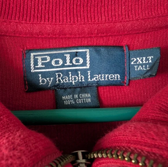 Polo by Ralph Lauren Men's Red Quarter-Zip Sweater 2XLT - Picture 2 of 3